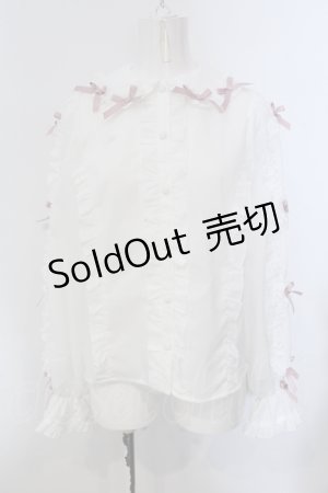 画像: Chalmiere / フリルブラウス M シロ×ピンク O-25-05-20-035-LO-BL-OW-OS