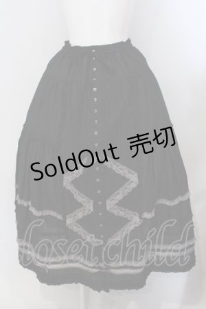 画像: PINK HOUSE / 配色レース使いローンスカート  クロ O-25-05-20-041-LO-SK-OW-OS