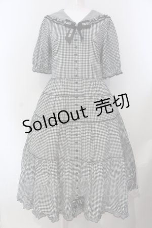 画像: PINK HOUSE / セーラーカラーギンガムチェックミディワンピース  クロ O-25-05-20-009-LO-OP-OW-OS