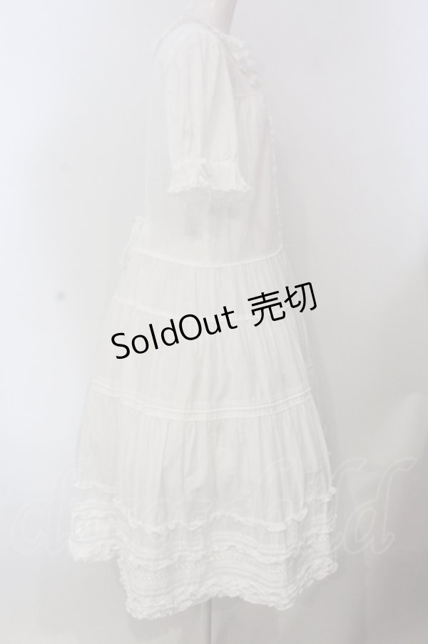 画像3: PINK HOUSE / はしごレース使いピコフリルワンピース  シロ O-25-05-20-010-LO-OP-OW-OS (3)