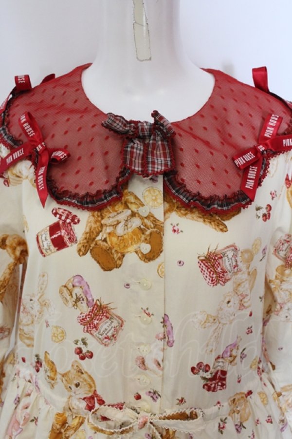 画像2: PINK HOUSE / Animal Happy Jamプリントワンピース  オフ O-25-05-20-013-LO-OP-OW-OS (2)