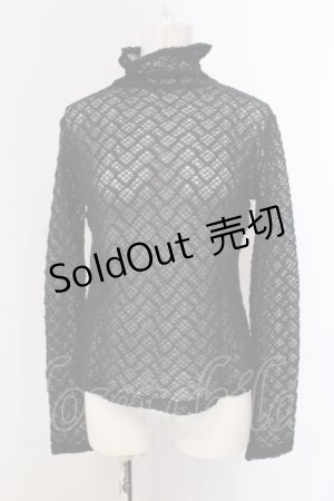 画像: INGEBORG / リボン付き総レースタートルカットソー  クロ O-25-05-22-051-LO-TO-IG-ZI
