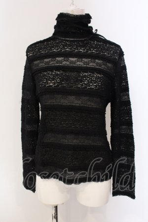 画像: INGEBORG / リボン付き総レースタートルカットソー 9 クロ O-25-05-22-053-LO-TO-IG-OS