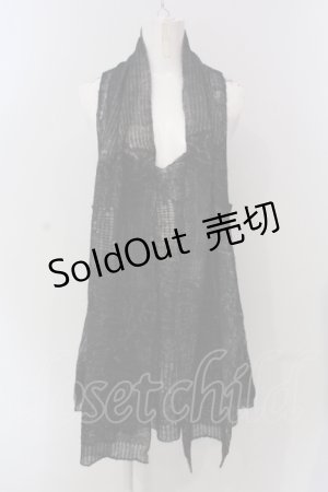 画像: INGEBORG / ラメ透かし編み ストール付きオーバーニットタンクトップ  クロ O-25-05-22-055-LO-TO-IG-OS