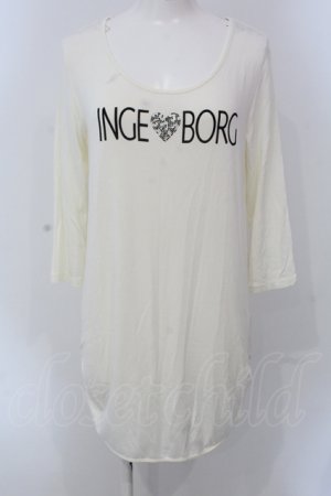 画像: INGEBORG / サイドギャザーロゴロングカットソー 11 アイボリー O-25-05-22-056-LO-TO-IG-OS