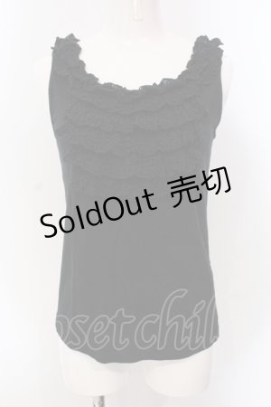 画像: INGEBORG / レースフリルタンクトップ 9 クロ O-25-05-22-063-LO-TO-IG-OS