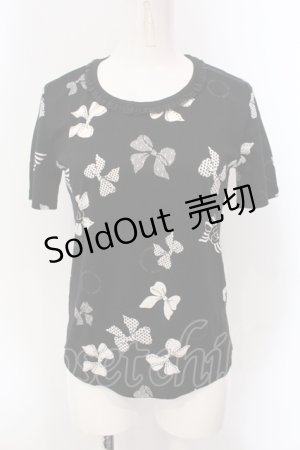 画像: INGEBORG / リボンカメアリアTシャツ 9 クロ O-25-05-22-070-LO-TS-IG-OS