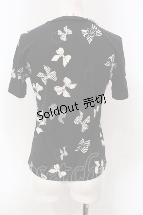 画像2: INGEBORG / リボンカメアリアTシャツ 9 クロ O-25-05-22-070-LO-TS-IG-OS (2)