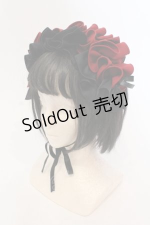 画像: MARBLE / フリル重ねボリュームヘッドドレス  ブラック×レッド O-25-05-22-006-GO-AC-OW-OS