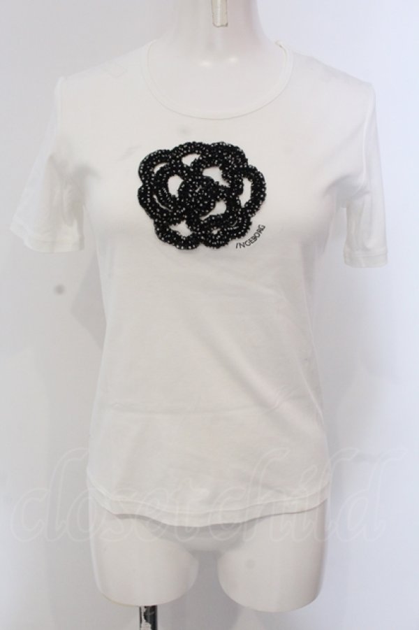 画像1: INGEBORG / ドットチュールカメリアTシャツ 9 シロ O-25-05-22-072-LO-TS-IG-OS (1)