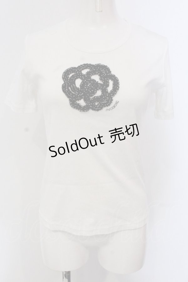 画像1: INGEBORG / ドットチュールカメリアTシャツ 9 シロ O-25-05-22-072-LO-TS-IG-ZI (1)