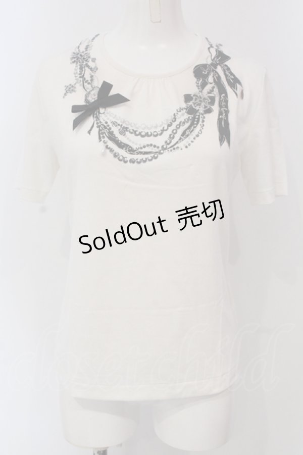 画像1: INGEBORG / ネックレスプリントTシャツ 9 オフシロ O-25-05-22-073-LO-TS-IG-OS (1)