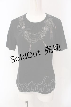 画像: INGEBORG / ネックレスプリントTシャツ 9 クロ O-25-05-22-074-LO-TS-IG-OS