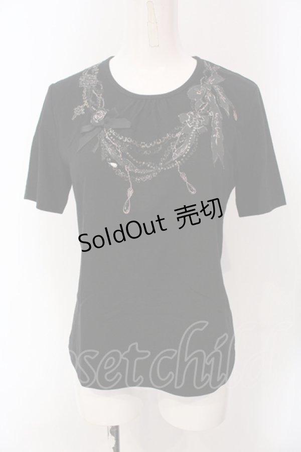 画像1: INGEBORG / ネックレスプリントTシャツ 9 クロ O-25-05-22-074-LO-TS-IG-OS (1)