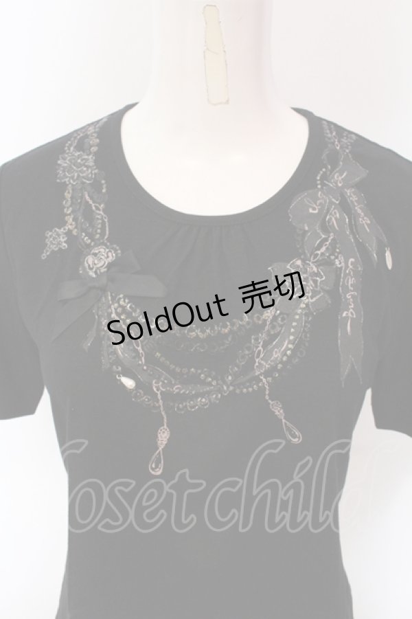 画像2: INGEBORG / ネックレスプリントTシャツ 9 クロ O-25-05-22-074-LO-TS-IG-OS (2)