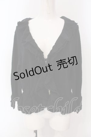 画像: INGEBORG / 袖ローズモチーフフリルカーディガン 11 クロ O-25-05-22-080-LO-TO-IG-OS