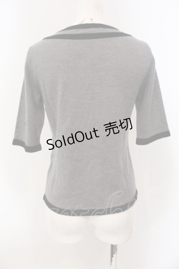 画像3: 【SALE】INGEBORG / リボンニットトップス 9 グレー×クロ O-25-05-22-087-LO-TO-IG-ZT400 (3)