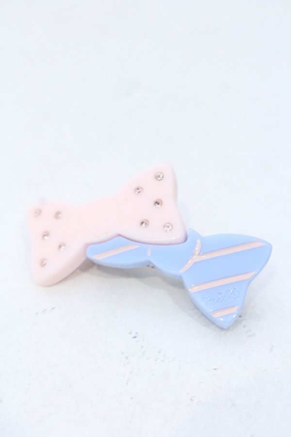 画像1: MILK / ダブルribbonバレッタ  ピンク×サックス O-25-05-23-004-ML-AC-OW-OS (1)