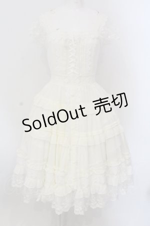 画像: 童活之森（海外ロリィタ） / レースアップティアードジャンパースカート M アイボリー O-25-05-26-030-LO-OP-IG-OS