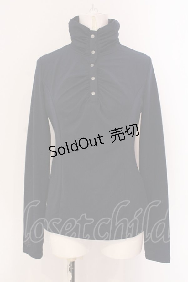 画像1: Ozz oneste / ギャザーネック裏起毛カットソー  ネイビー O-25-05-26-044-OO-TO-IG-OS (1)