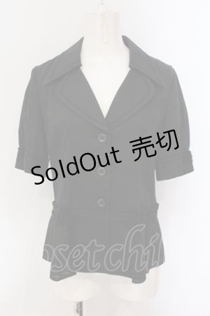 画像: INGEBORG / 鍵編みローズモチーフつき半袖ジャケット  クロ O-25-05-26-006-LO-TO-IG-OS