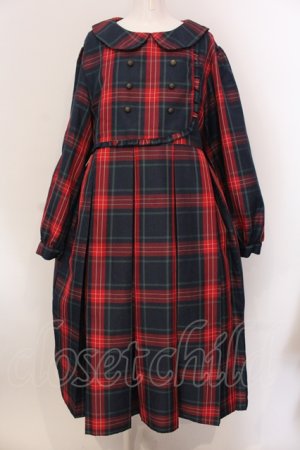 画像: FLC / 皆方由衣コラボ MINA*タータンチェックワンピース 3L アカ O-25-05-26-047-LO-OP-YM-OS
