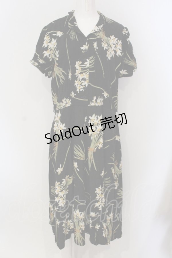 画像1: INGEBORG / 水仙ptレーヨンワンピース  クロ O-25-05-26-053-LO-OP-OW-OS (1)