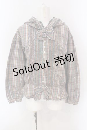 画像: PINK HOUSE / チェック柄フード付きブラウス  グリーン系 O-25-05-26-056-LO-BL-OW-OS