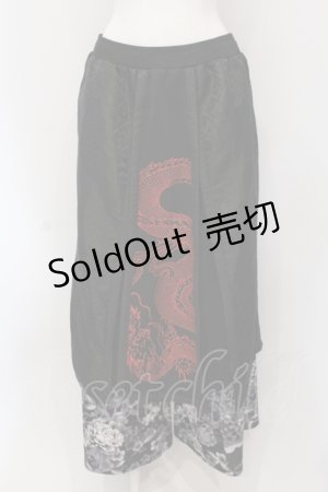 画像: Qutie Frash / 和柄ワイドパンツ  レッド×ブラック O-25-05-26-070-QU-PA-IG-OS