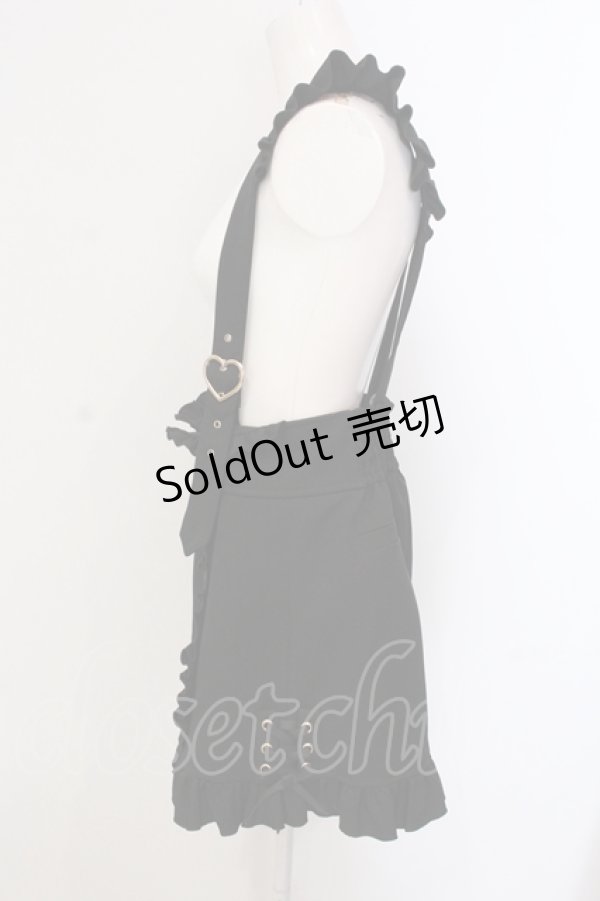 画像2: LIZ LISA / サスペンダー付フリルショートパンツ  クロ O-25-05-26-074-LO-PA-OW-OS (2)