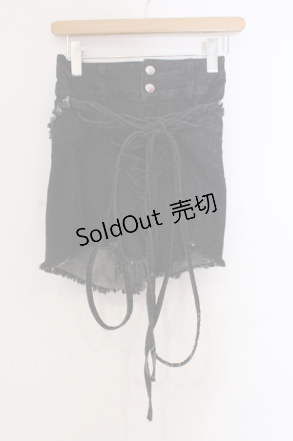 画像1: Melt the lady / メディーバルショートパンツ S クロ O-25-05-26-078-PU-PA-OW-OS (1)