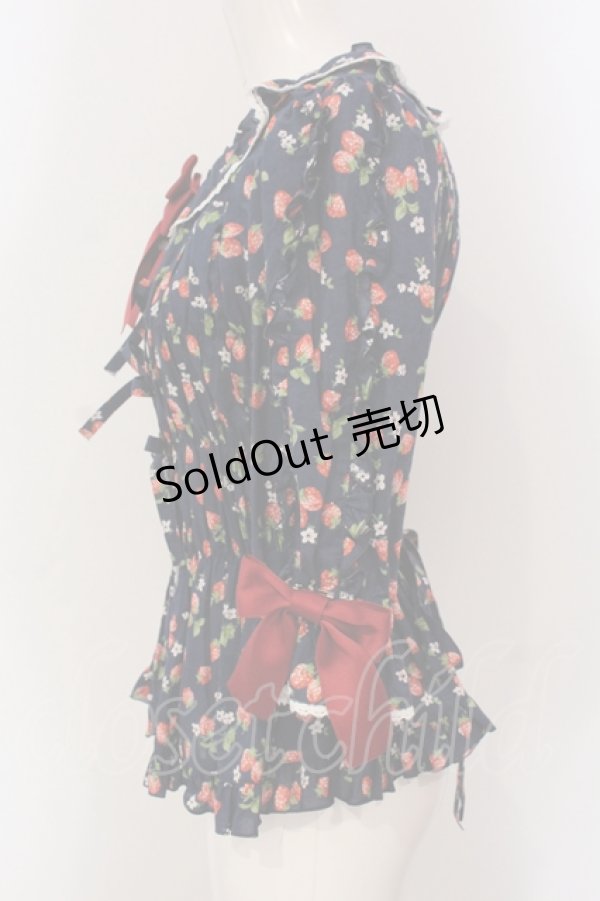 画像3: metamorphose / スクエアあきフリルブラウス(五分袖) 1 ネイビー O-25-05-26-097-ME-BL-OW-OS (3)