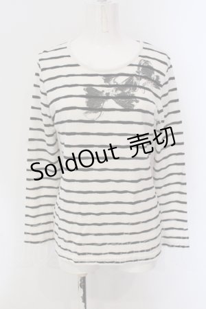 画像: INGEBORG / リボンプリントボーダーカットソー 9 シロ×クロ O-25-05-26-012-LO-TO-IG-OS
