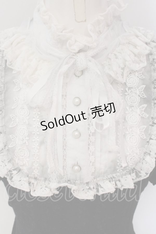 画像2: FRILL / コフィンジャガードプリント半袖カットブラウス  ブラック×ホワイト O-25-05-26-101-HN-TO-IG-OS (2)