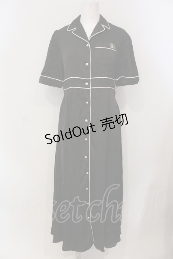 画像1: EAT ME / オープンカラーマキシワンピース  クロ×シロ O-25-05-26-107-LO-OP-IG-ZS (1)