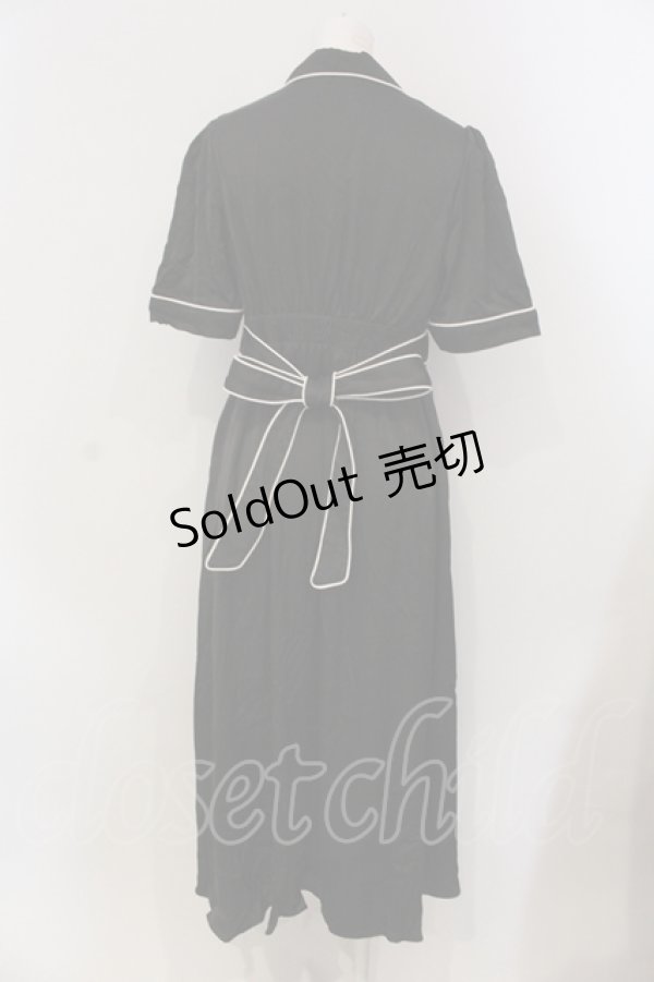 画像3: EAT ME / オープンカラーマキシワンピース  クロ×シロ O-25-05-26-107-LO-OP-IG-ZS (3)