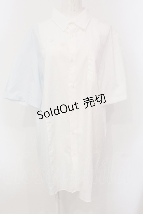 画像1: KMK / バイカラーシャツ  ホワイト×サックス O-25-05-26-108-PU-BL-OW-OS (1)