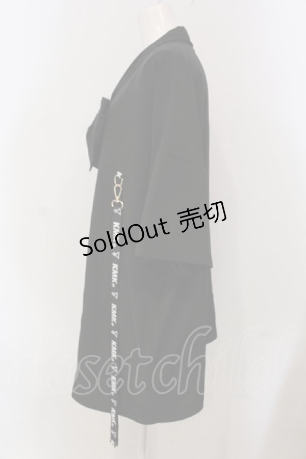 画像2: KMK / チェック切り替えBIGシャツ  ブラック×ネイビー系チェック O-25-05-26-110-PU-BL-OW-OS (2)