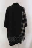 画像3: KMK / チェック切り替えBIGシャツ  ブラック×ネイビー系チェック O-25-05-26-110-PU-BL-OW-OS (3)