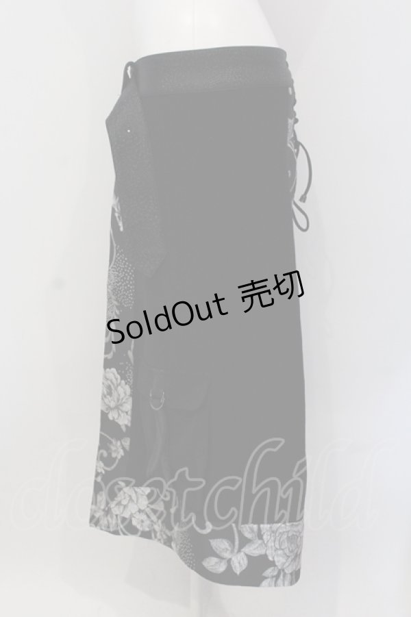 画像2: Qutie Frash / ラップロングスカート  ブラックｘシルバー O-25-05-26-117-QU-SK-YM-OS (2)