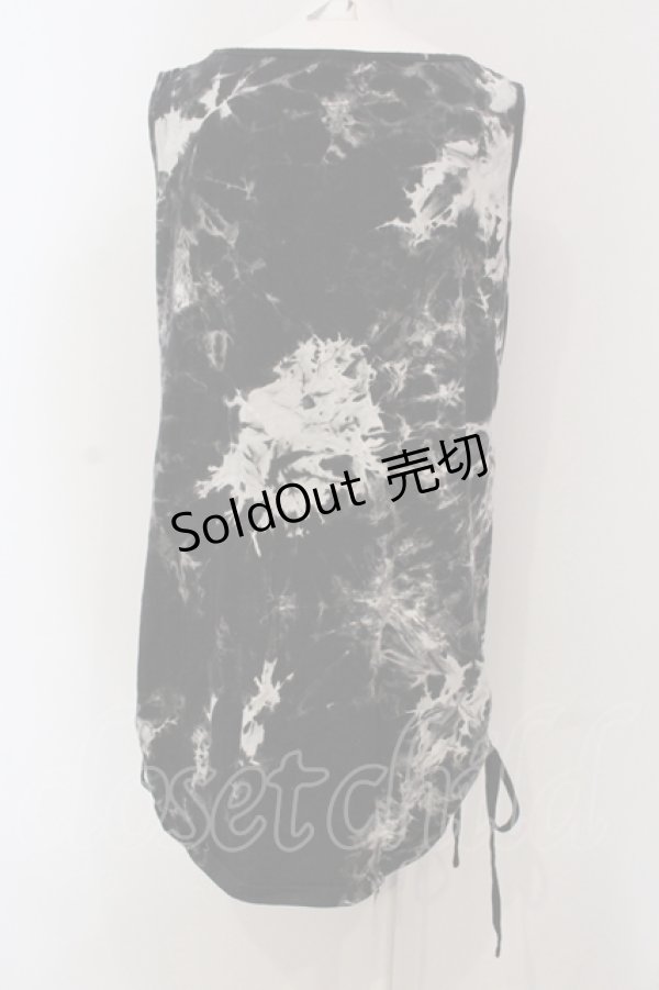 画像3: ALGONQUINS / ムラ柄レースアップタンクトップ F ブラック O-25-05-26-120-AL-TO-OW-OS (3)
