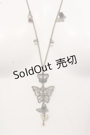 画像: axes femme / バタフライ＆クラウンネックレス  アンティークゴールド O-25-05-27-002-AX-AC-OW-OS