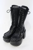 画像1: YOSUKE / レースアップ 厚底ブーツ 22.5cm ブラック×ブルー O-25-05-27-013-PU-SH-IG-OS (1)