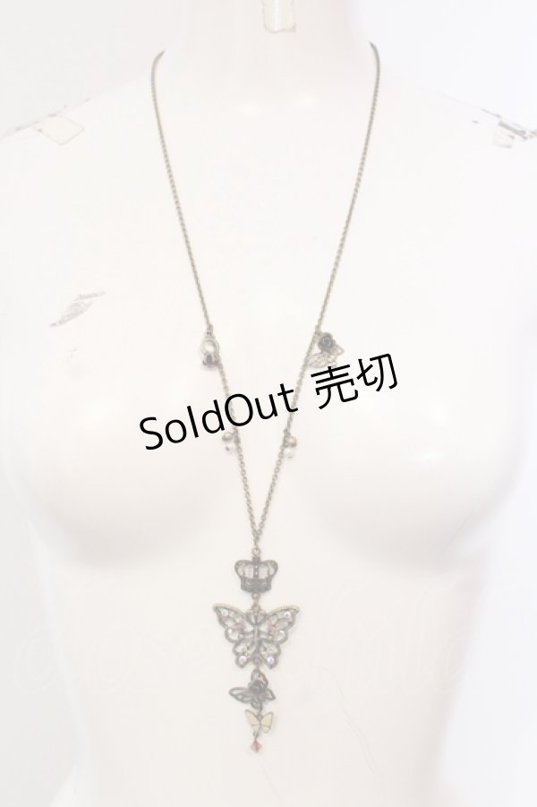画像3: axes femme / バタフライ＆クラウンネックレス  アンティークゴールド O-25-05-27-002-AX-AC-OW-OS (3)