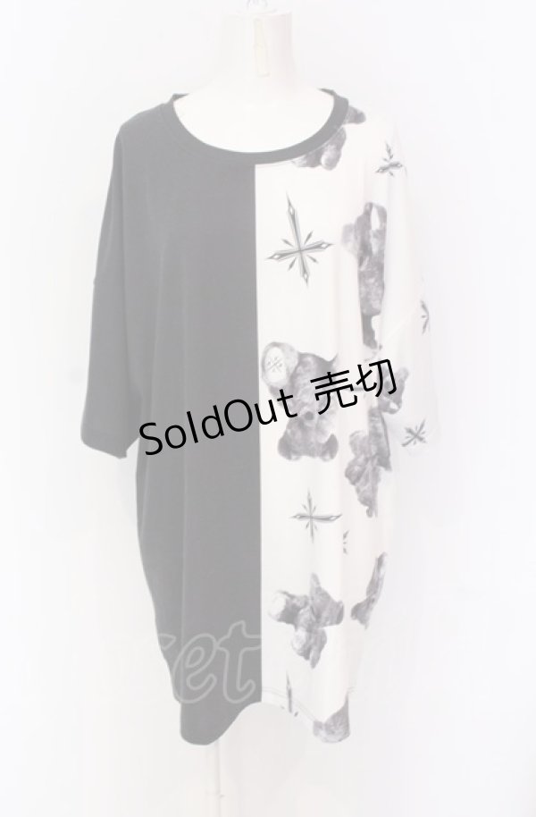 画像1: TRAVAS TOKYO / バイカラーくま半袖Tシャツ F ブラックｘホワイト O-25-05-28-004-PU-TS-YM-ZY (1)