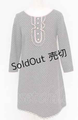 画像: MILK / ドットウールワンピース  グレー×ピンク O-25-05-28-057-ML-OP-IG-OS