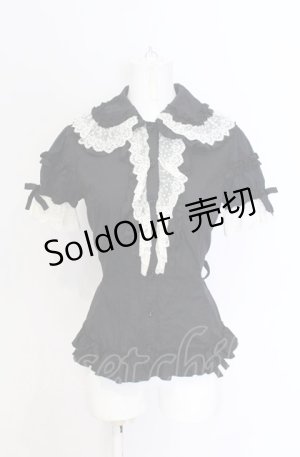 画像: metamorphose / 王冠チュールレースブラウス・半袖  クロ×シロ O-25-05-28-080-ME-BL-IG-OS