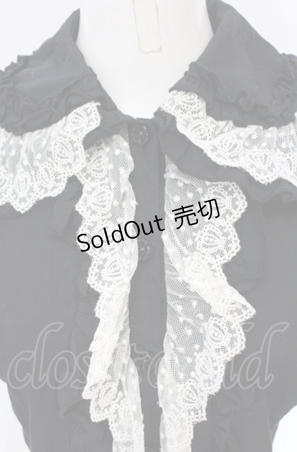 画像2: metamorphose / 王冠チュールレースブラウス・半袖  クロ×シロ O-25-05-28-080-ME-BL-IG-OS (2)