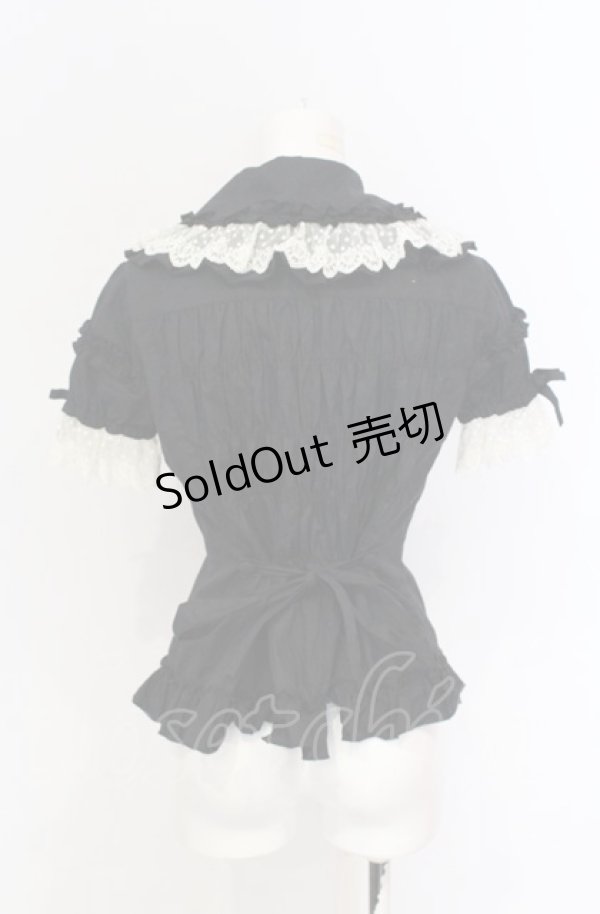 画像3: metamorphose / 王冠チュールレースブラウス・半袖  クロ×シロ O-25-05-28-080-ME-BL-IG-OS (3)