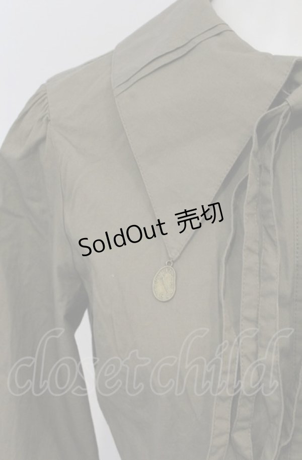 画像2: metamorphose / アシンメトリーフリルブラウス  ブラウン O-25-05-28-086-ME-BL-IG-OS (2)